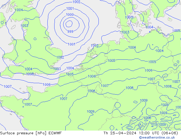 приземное давление ECMWF чт 25.04.2024 12 UTC