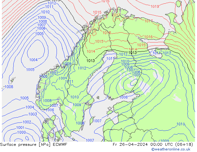 Surface pressure ECMWF Fr 26.04.2024 00 UTC