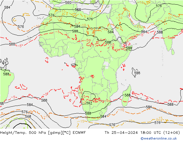 Z500/Rain (+SLP)/Z850 ECMWF jue 25.04.2024 18 UTC