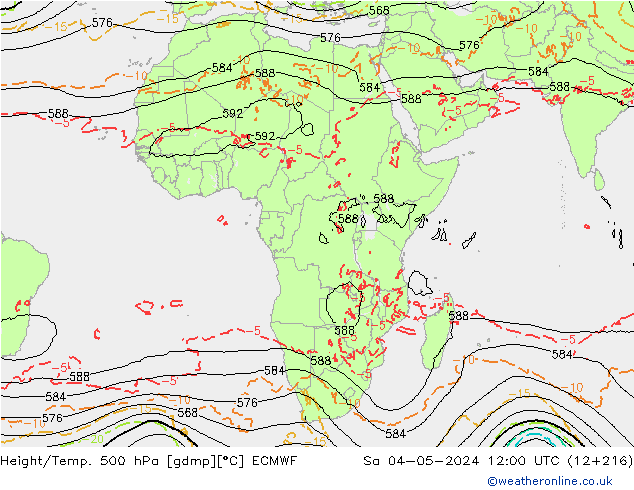 Géop./Temp. 500 hPa ECMWF sam 04.05.2024 12 UTC