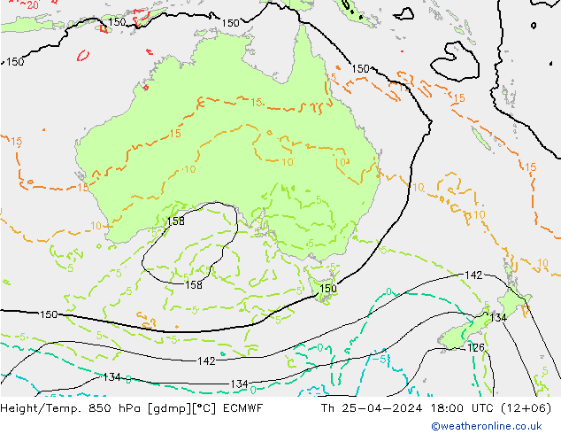 Height/Temp. 850 hPa ECMWF Th 25.04.2024 18 UTC