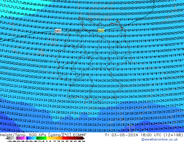 Z500/Rain (+SLP)/Z850 ECMWF Fr 03.05.2024 18 UTC