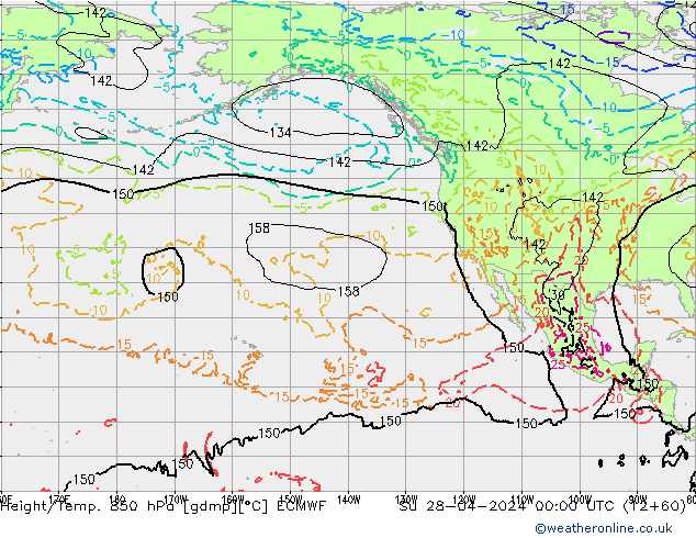 Z500/Rain (+SLP)/Z850 ECMWF Su 28.04.2024 00 UTC