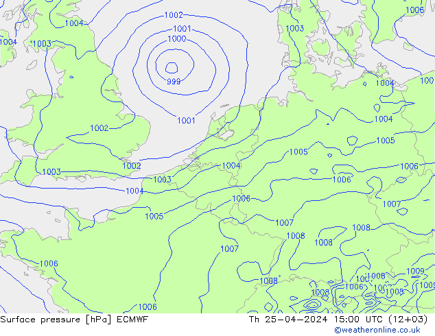 ciśnienie ECMWF czw. 25.04.2024 15 UTC