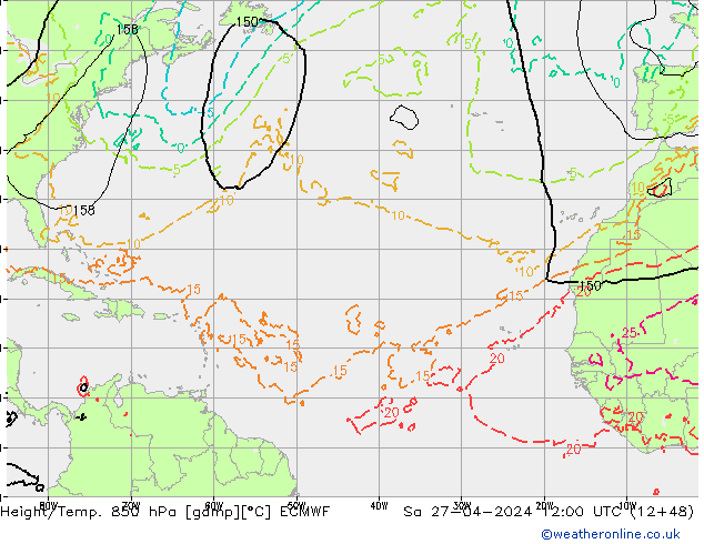 Z500/Rain (+SLP)/Z850 ECMWF Sa 27.04.2024 12 UTC