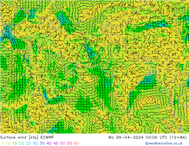Prec 6h/Wind 10m/950 ECMWF Mo 29.04.2024 00 UTC