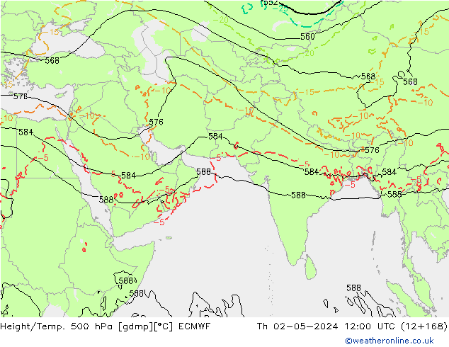 Height/Temp. 500 гПа ECMWF чт 02.05.2024 12 UTC