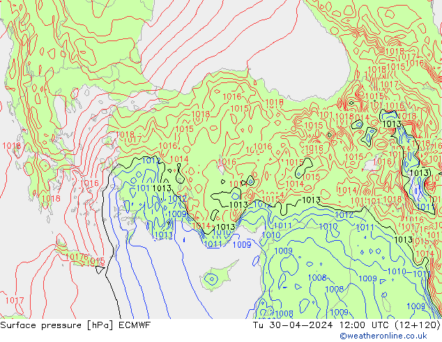 ciśnienie ECMWF wto. 30.04.2024 12 UTC