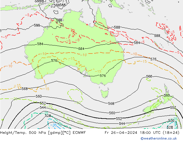 Geop./Temp. 500 hPa ECMWF vie 26.04.2024 18 UTC