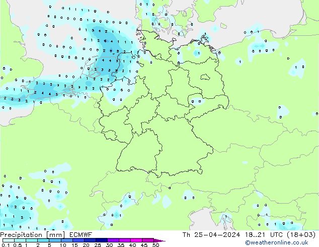 Niederschlag ECMWF Do 25.04.2024 21 UTC
