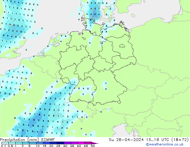 Precipitation ECMWF Su 28.04.2024 18 UTC