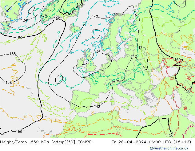 Height/Temp. 850 hPa ECMWF Fr 26.04.2024 06 UTC