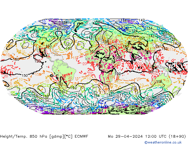 Height/Temp. 850 hPa ECMWF Mo 29.04.2024 12 UTC