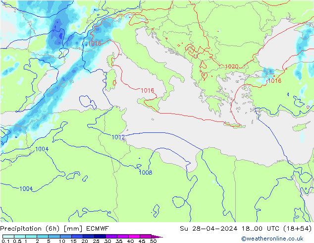 Z500/Rain (+SLP)/Z850 ECMWF Su 28.04.2024 00 UTC