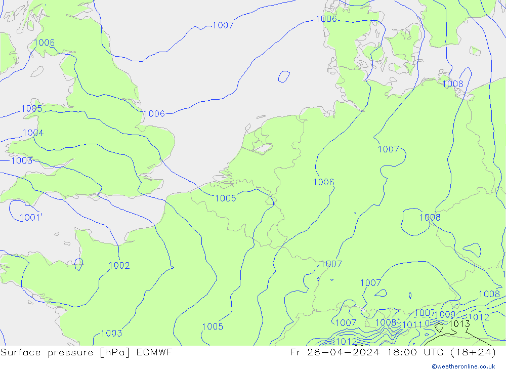 pressão do solo ECMWF Sex 26.04.2024 18 UTC