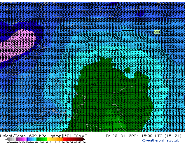 Height/Temp. 500 hPa ECMWF  26.04.2024 18 UTC