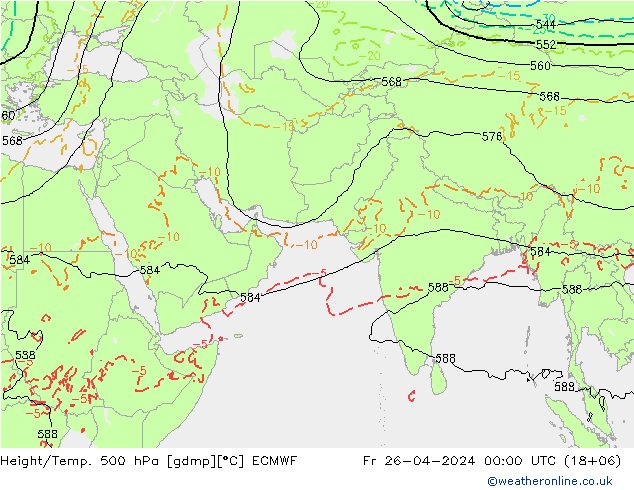 Z500/Rain (+SLP)/Z850 ECMWF Sex 26.04.2024 00 UTC