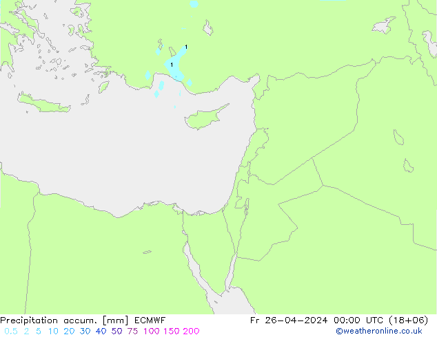 Precipitation accum. ECMWF Pá 26.04.2024 00 UTC