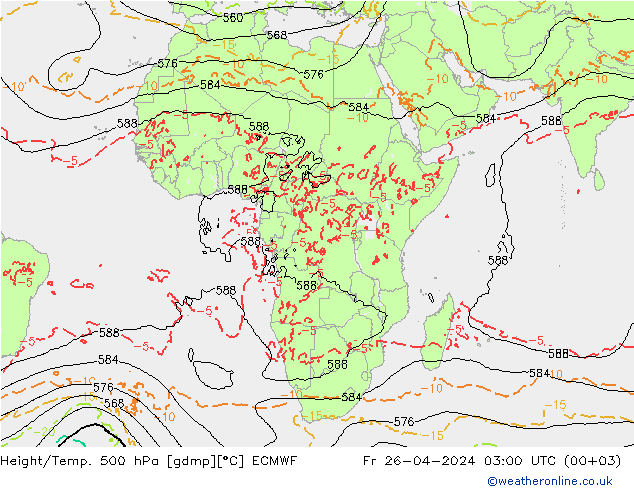 Height/Temp. 500 hPa ECMWF ven 26.04.2024 03 UTC