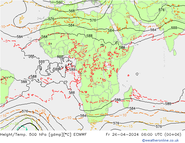 Z500/Rain (+SLP)/Z850 ECMWF vie 26.04.2024 06 UTC