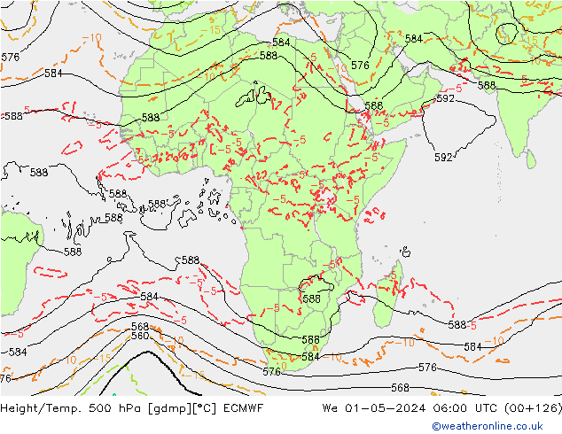 Yükseklik/Sıc. 500 hPa ECMWF Çar 01.05.2024 06 UTC