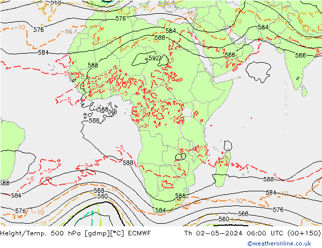 Geop./Temp. 500 hPa ECMWF jue 02.05.2024 06 UTC