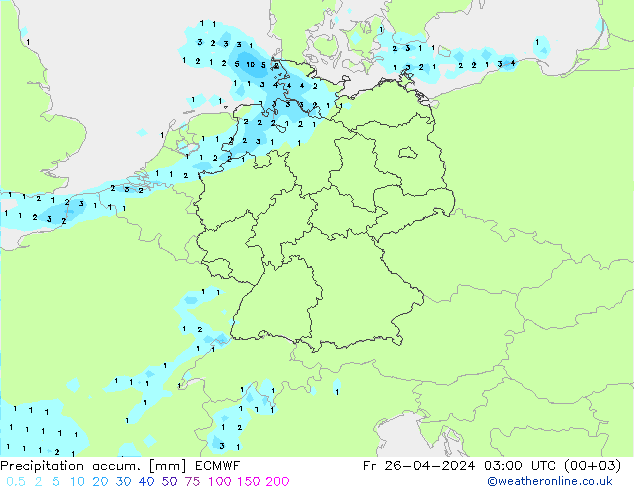 Precipitation accum. ECMWF pt. 26.04.2024 03 UTC