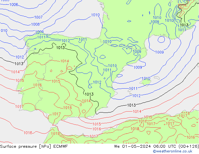 ciśnienie ECMWF śro. 01.05.2024 06 UTC