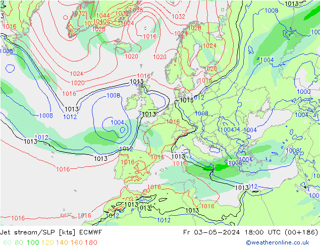 Polarjet/Bodendruck ECMWF Fr 03.05.2024 18 UTC