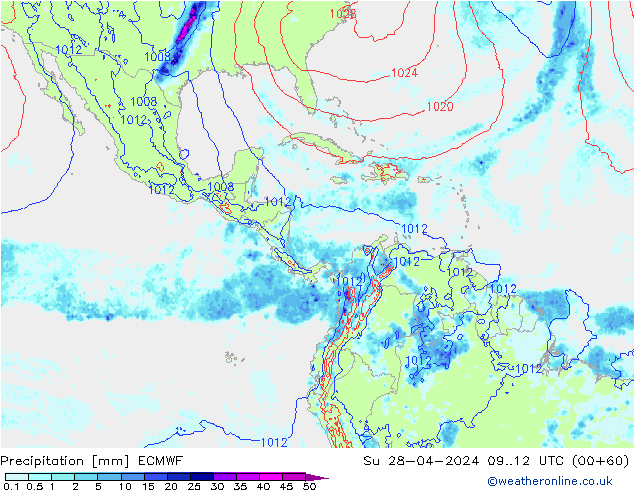 Precipitation ECMWF Su 28.04.2024 12 UTC