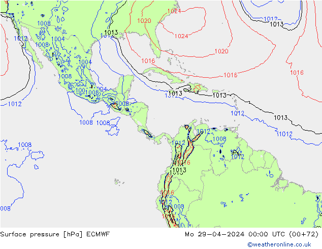 Luchtdruk (Grond) ECMWF ma 29.04.2024 00 UTC