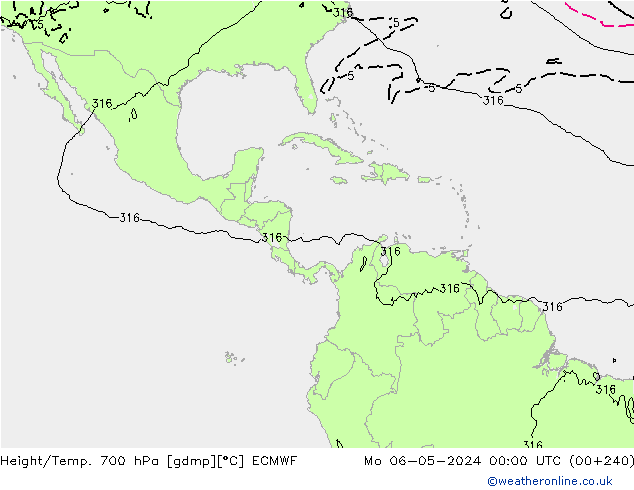 Height/Temp. 700 hPa ECMWF Mo 06.05.2024 00 UTC