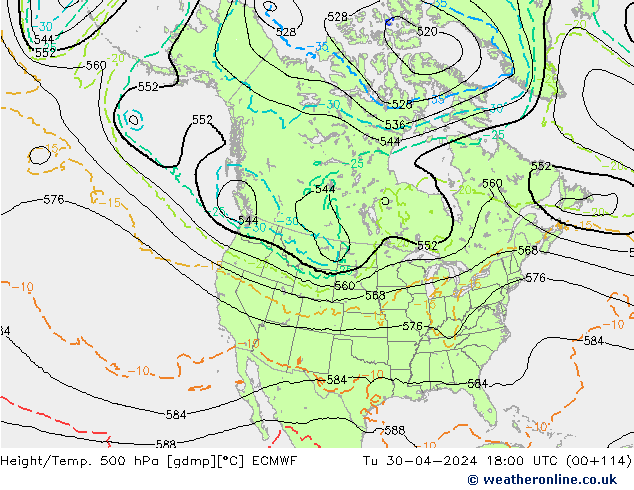Z500/Rain (+SLP)/Z850 ECMWF Tu 30.04.2024 18 UTC