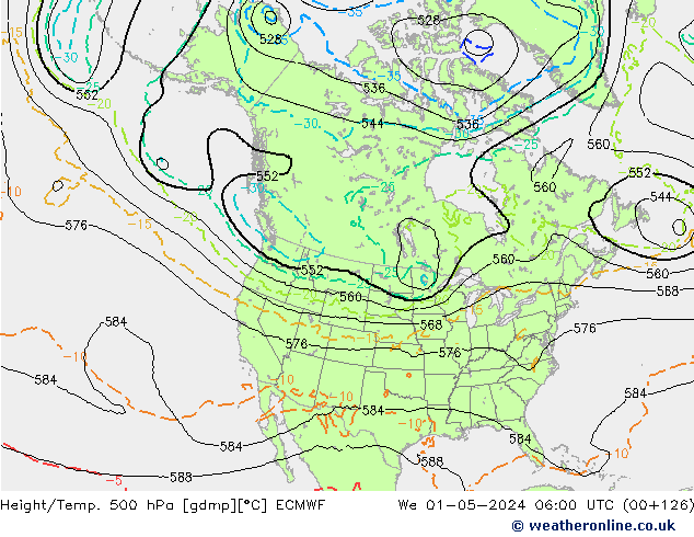 Z500/Rain (+SLP)/Z850 ECMWF We 01.05.2024 06 UTC
