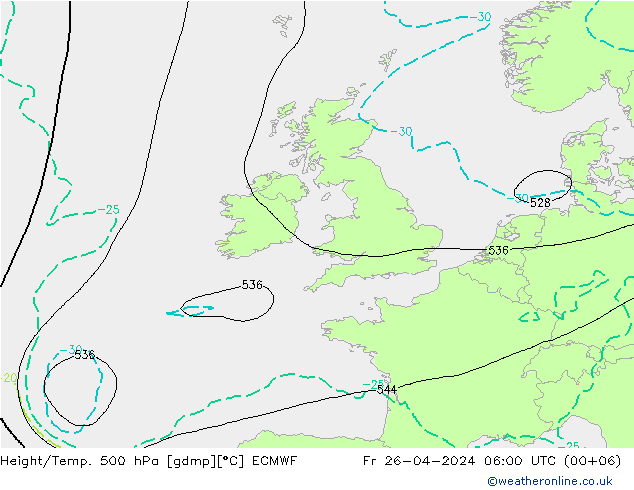 Z500/Rain (+SLP)/Z850 ECMWF Fr 26.04.2024 06 UTC