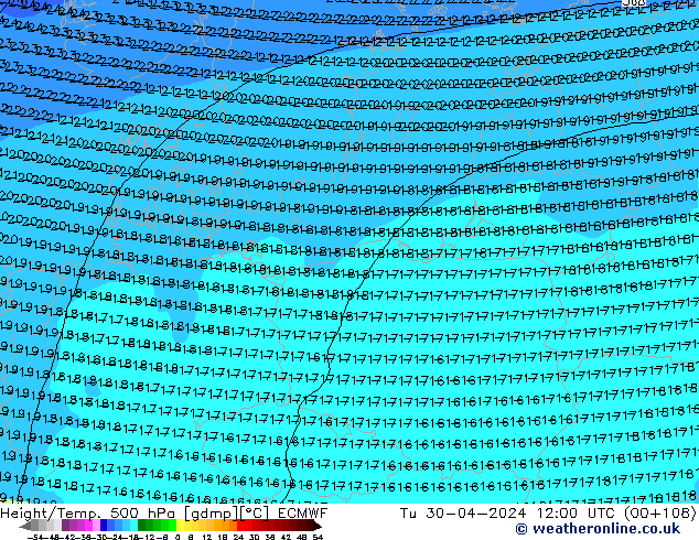Z500/Rain (+SLP)/Z850 ECMWF Tu 30.04.2024 12 UTC