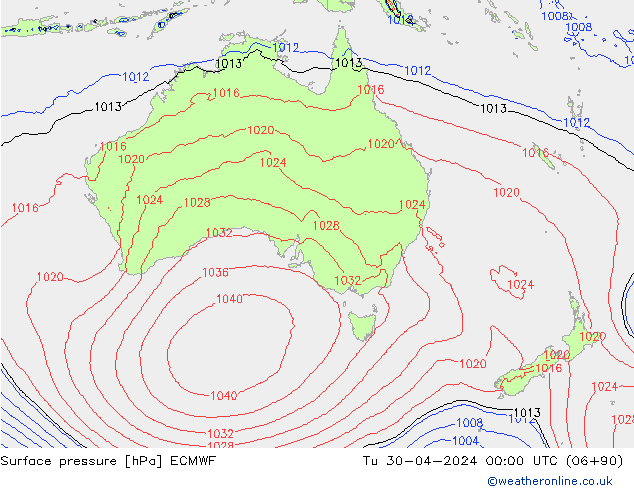 pressão do solo ECMWF Ter 30.04.2024 00 UTC