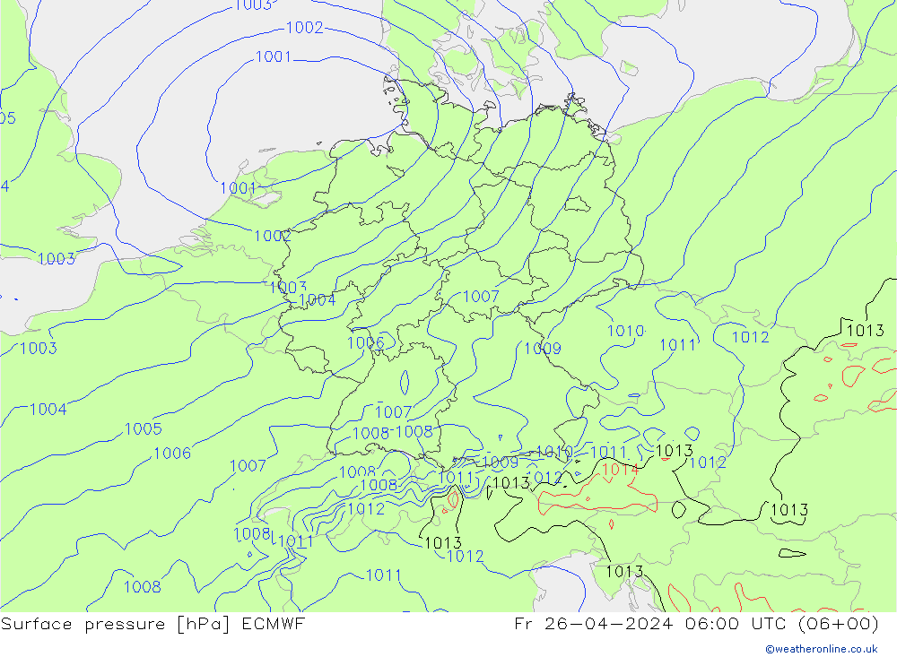 ciśnienie ECMWF pt. 26.04.2024 06 UTC