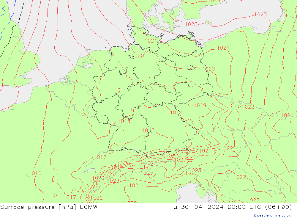 ciśnienie ECMWF wto. 30.04.2024 00 UTC