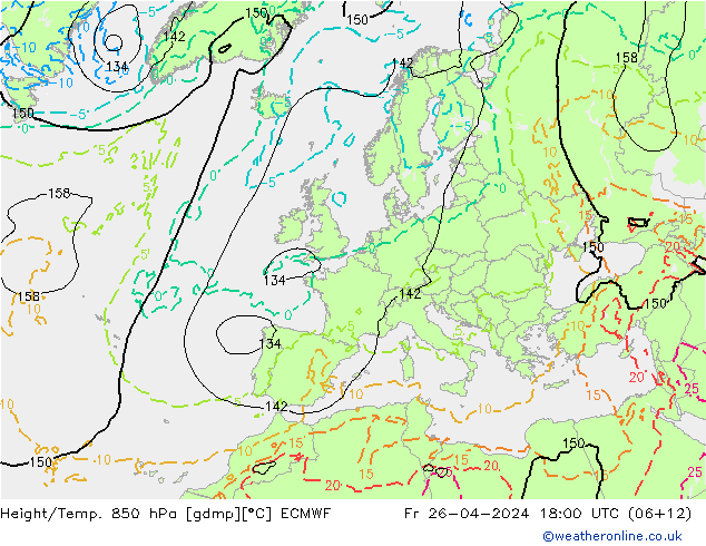 Z500/Rain (+SLP)/Z850 ECMWF Fr 26.04.2024 18 UTC