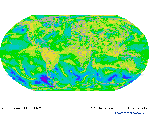 Prec 6h/Wind 10m/950 ECMWF sab 27.04.2024 06 UTC