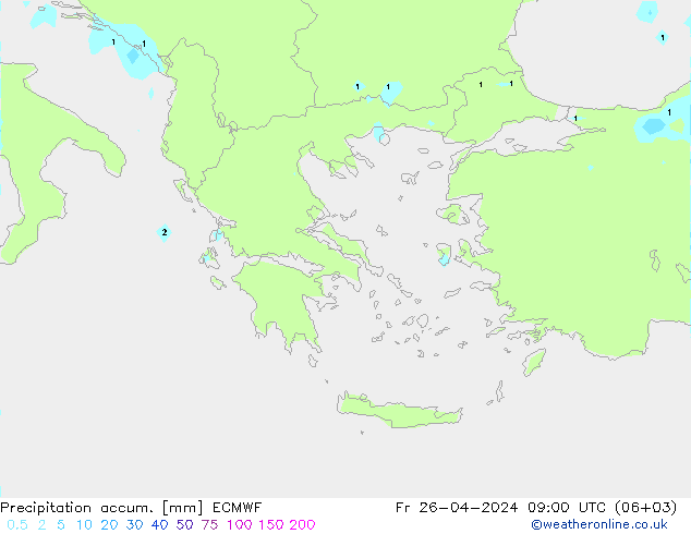 Precipitation accum. ECMWF  26.04.2024 09 UTC