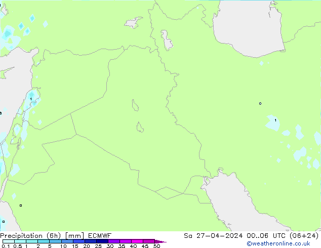 Precipitation (6h) ECMWF Sa 27.04.2024 06 UTC