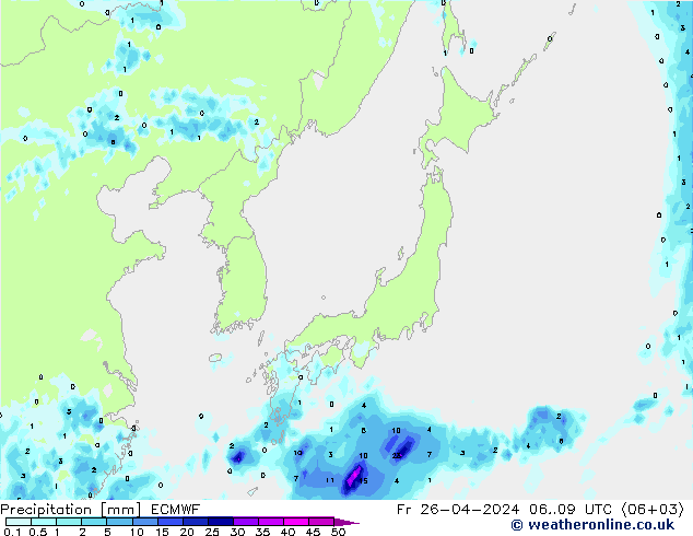 Precipitation ECMWF Fr 26.04.2024 09 UTC
