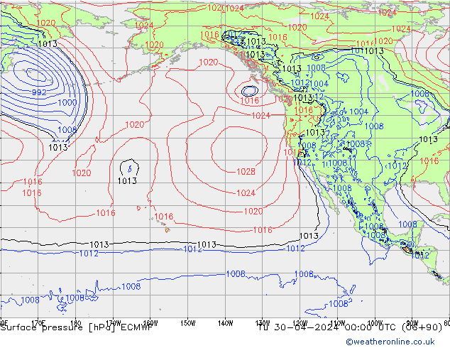 Pressione al suolo ECMWF mar 30.04.2024 00 UTC