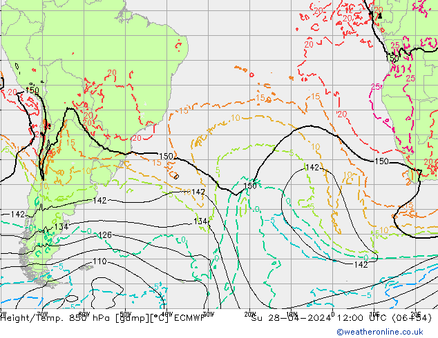 Z500/Rain (+SLP)/Z850 ECMWF Su 28.04.2024 12 UTC