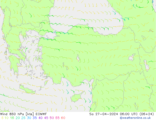 Wind 850 hPa ECMWF Sa 27.04.2024 06 UTC