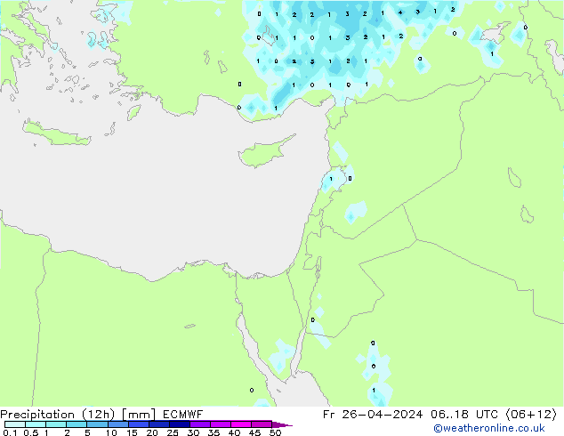 Precipitation (12h) ECMWF Fr 26.04.2024 18 UTC
