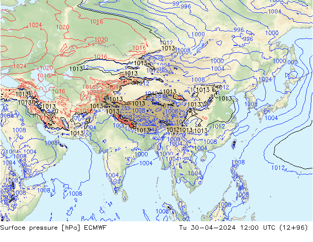 ciśnienie ECMWF wto. 30.04.2024 12 UTC