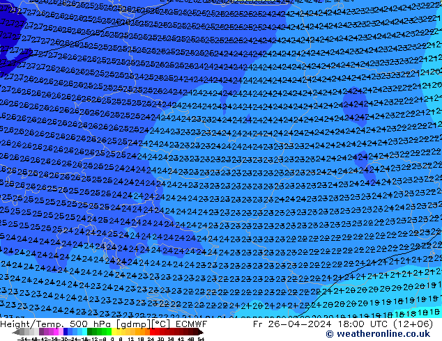Z500/Rain (+SLP)/Z850 ECMWF Pá 26.04.2024 18 UTC